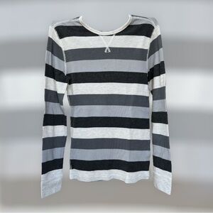 Mossimo gray black and white striped thermal shirt size S